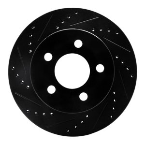 Jeep Cherokee Brake Rotor (1) - Front Left - R1 Concepts - Drilled & Slotted - Black - `99-`06